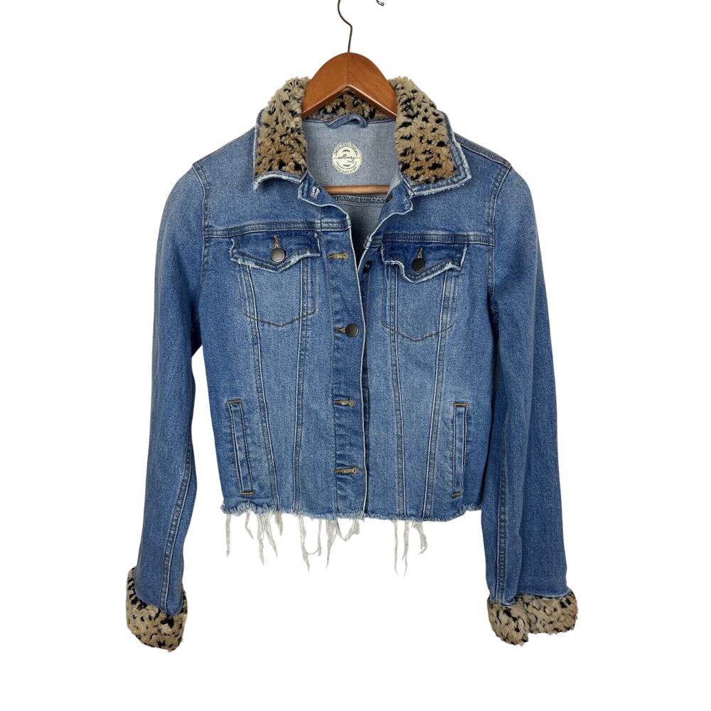 Upcycled Leopard Faux Fur Universal Thread Denim Jacket Small